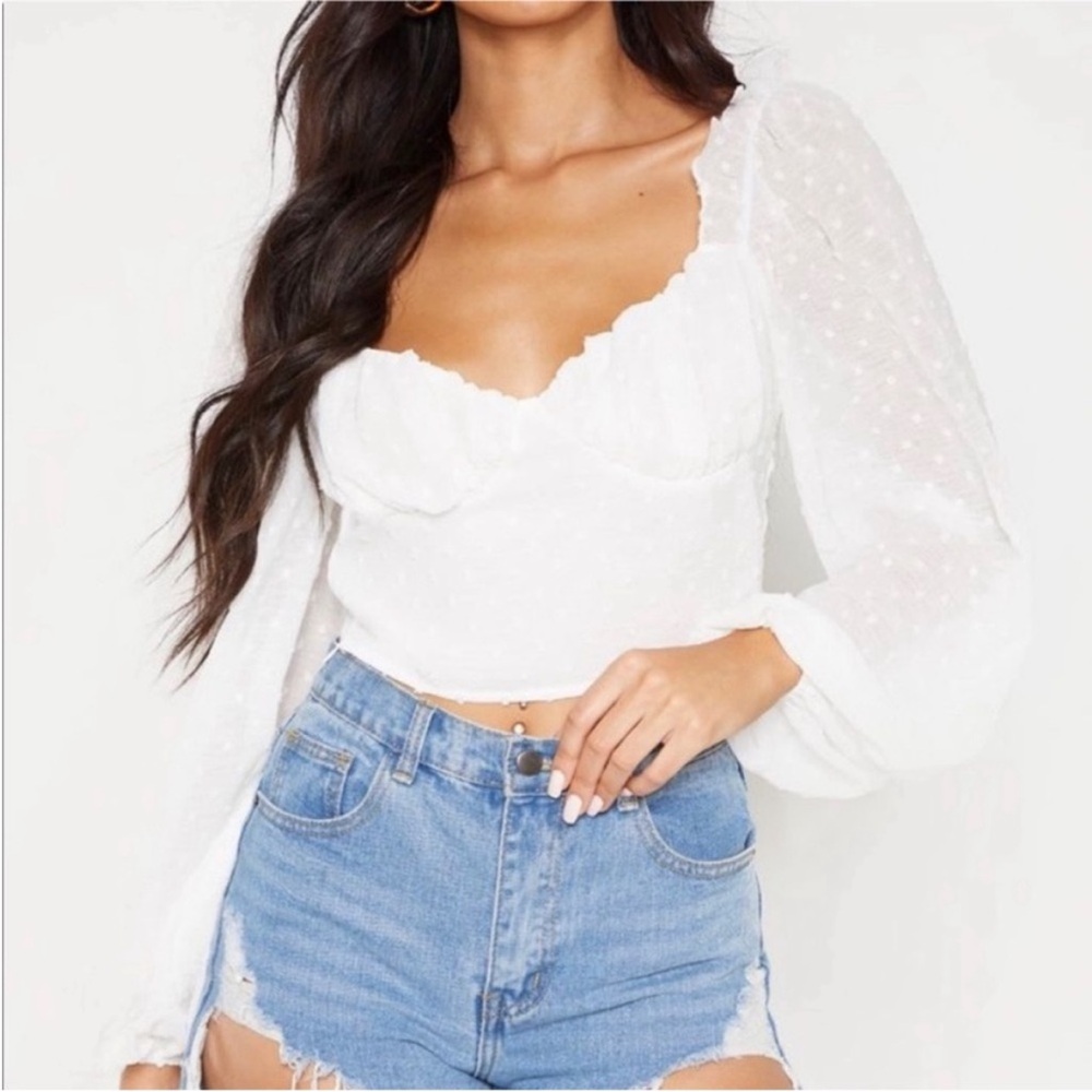 White polka dot top